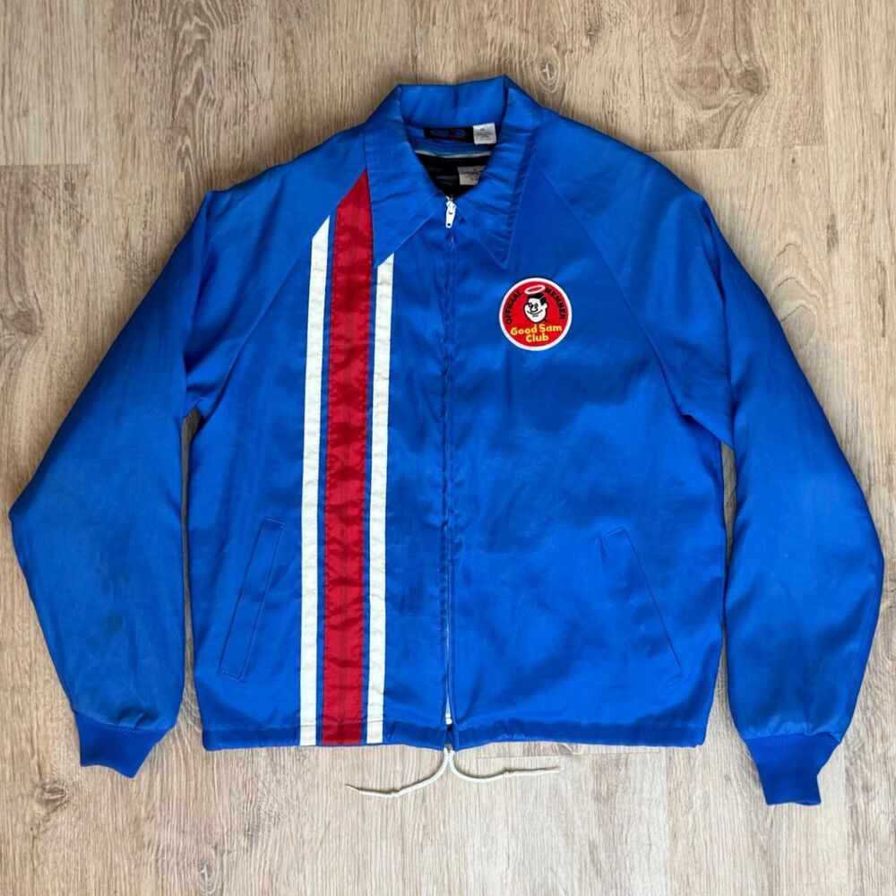 Vintage Crown Nylon Windbreaker Jacket Good Sam Club Blue Medium Retro Lined
